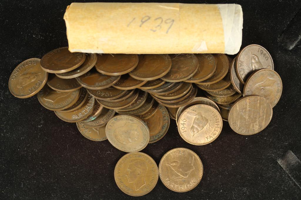 2-50 COIN ROLLS OF BRITISH FARTHINGS 1939 & 1946 (1 of 1)