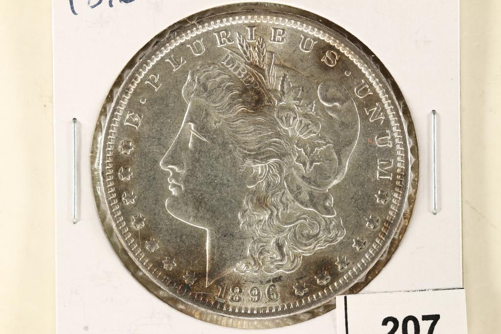1896 MORGAN SILVER DOLLAR BU WITH TONING SPOTS (1 of 2)