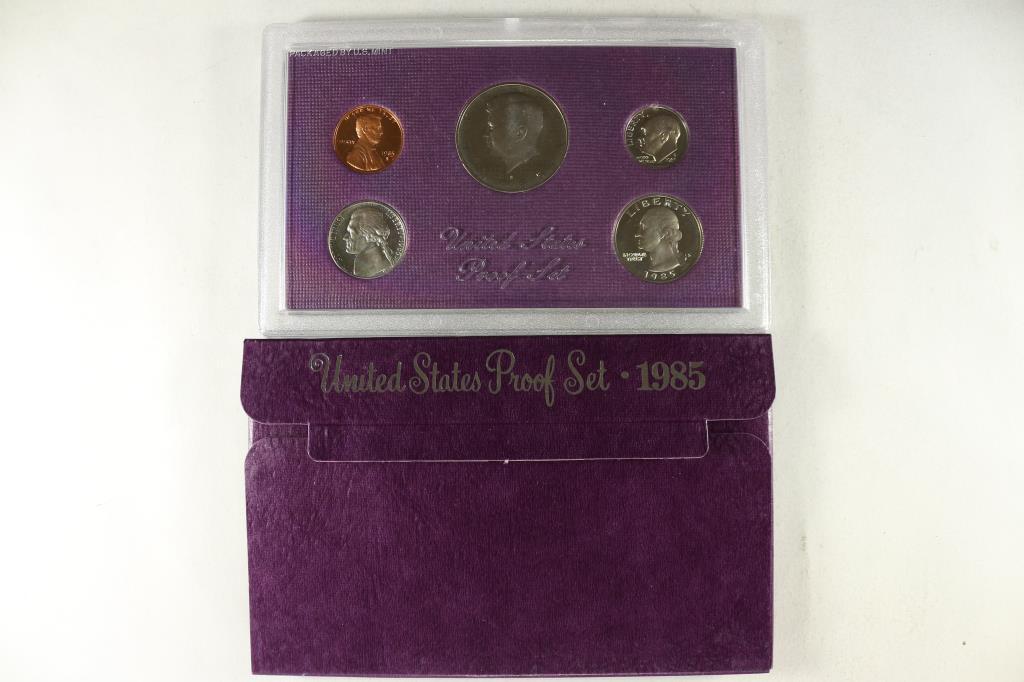 1985 US PROOF SET (WITH BOX): THERE WILL NOT BE AN AUCTION NEXT MONDAY, WE WILL RETURN THE FOLLOWING WEEK, THANKS.