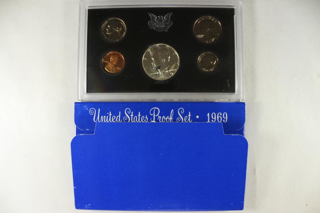 1969 US PROOF SET WITH BOX, 40% SILVER JFK HALF (1 of 2)