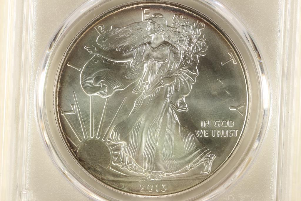 2013 AMERICAN SILVER EAGLE PCGS MS66 TONED REV. (1 of 3)