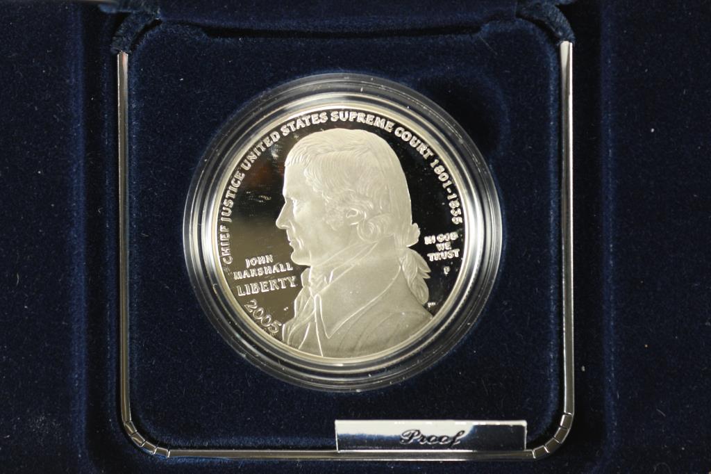 2005 CHIEF JUSTICE JOHN MARSHALL PROOF SILVER: DOLLAR, ORIGINAL US MINT PACKAGING