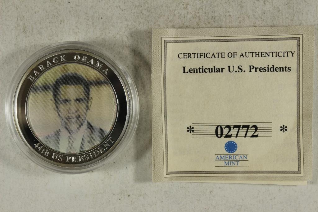 MOTION IMAGE OBAMA & WHITE HOUSE PROOF COIN: WATCH FOR OUR NEXT AUCTION ON OCTOBER 12TH, 2020.