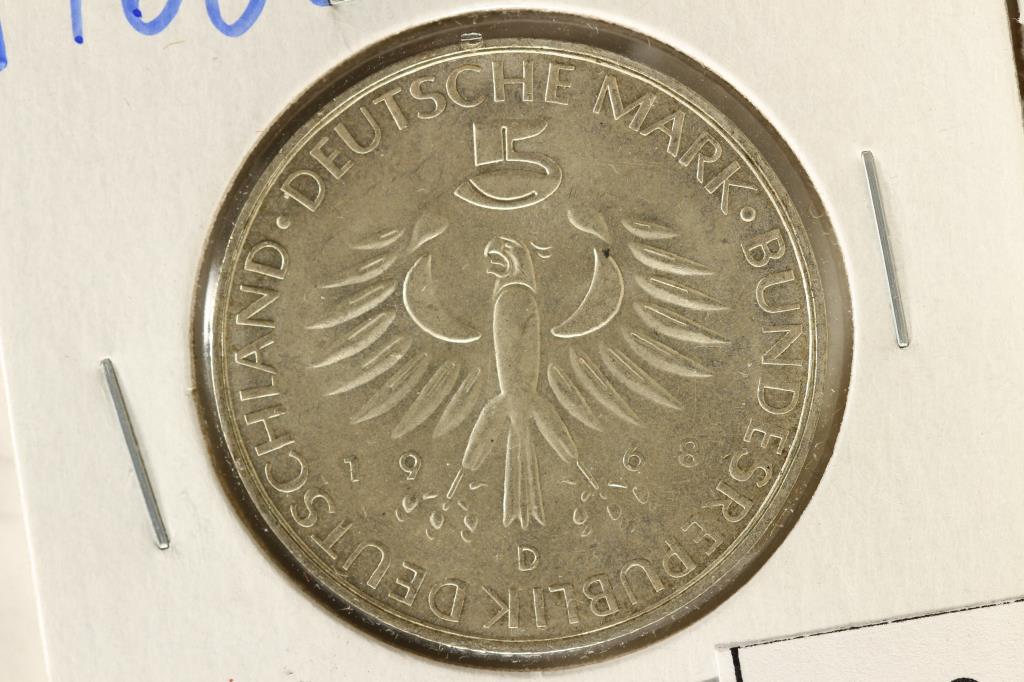 1968-D GERMAN SILVER 5 MARKS BRILLIANT UNC (1 of 2)