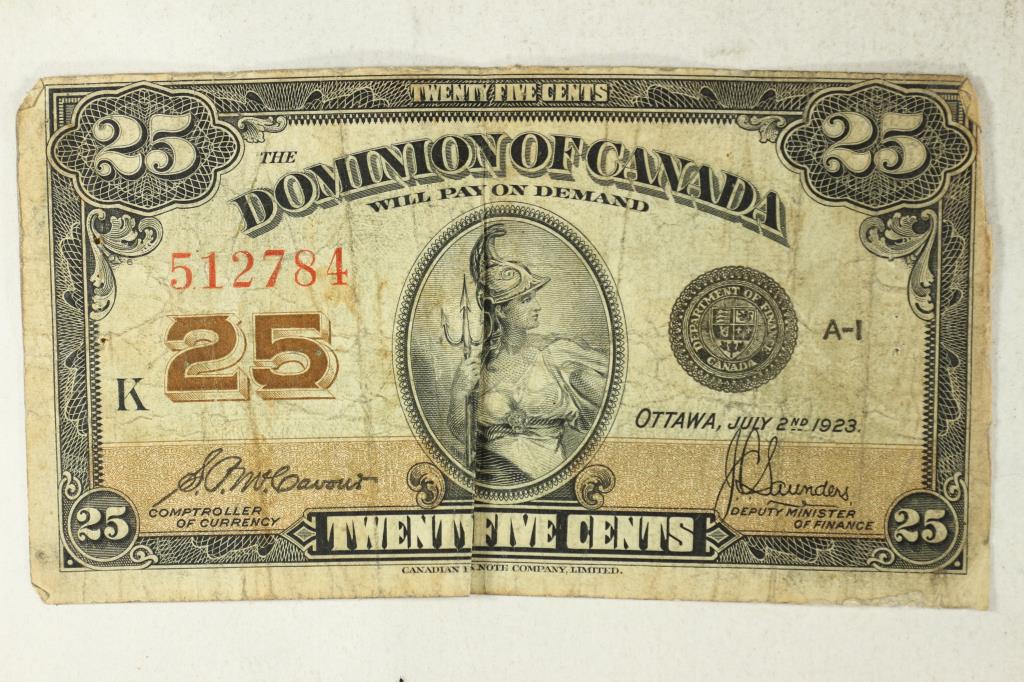 1923 DOMINION OF CANADA FRACTIONAL 25 CENTS: WATCH FOR OUR NEXT AUCTION ON OCTOBER 12TH, 2020.