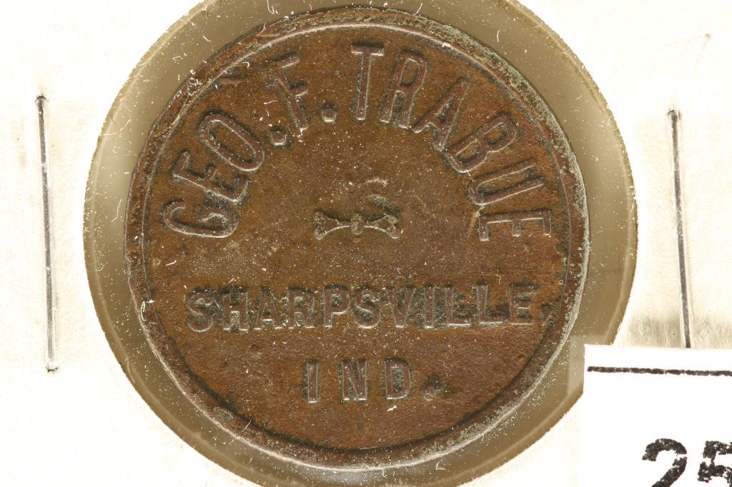 CIRCA 1900 TRADE TOKEN GOOD FOR 5 CENTS IN TRADE (1 of 2)
