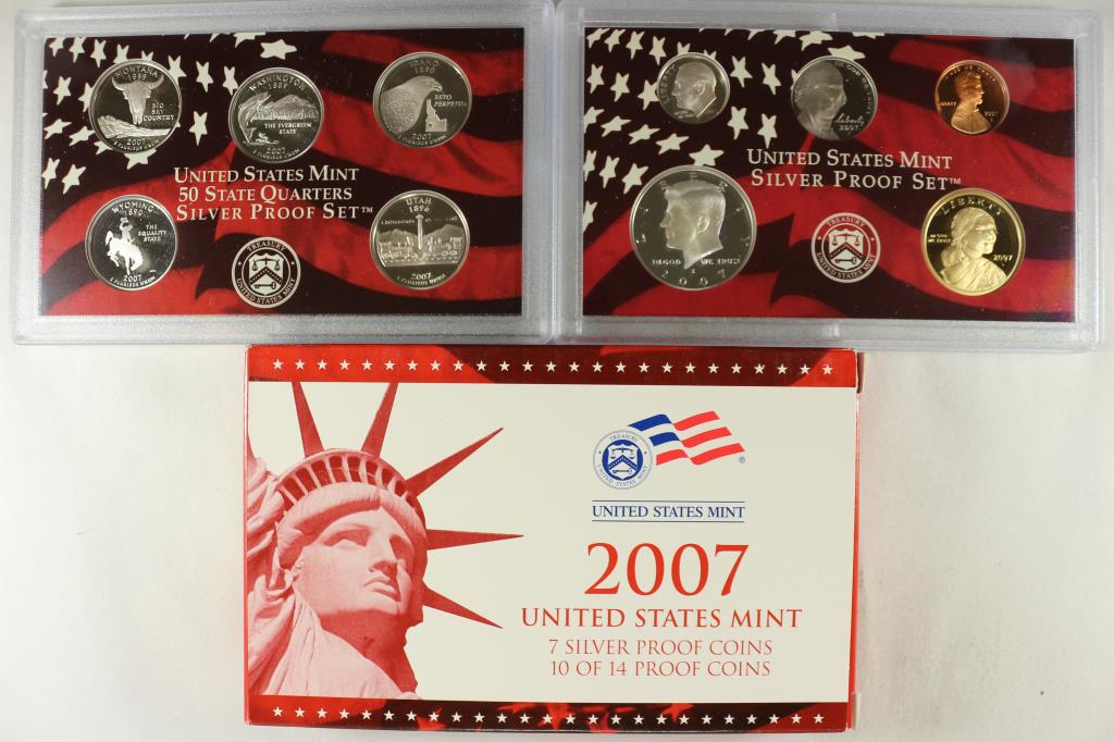 PARTIAL 2007 US SILVER PROOF SET (WITH BOX) (1 of 2)