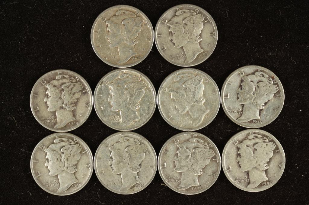 10 ASSORTED MERCURY DIMES (1 of 2)