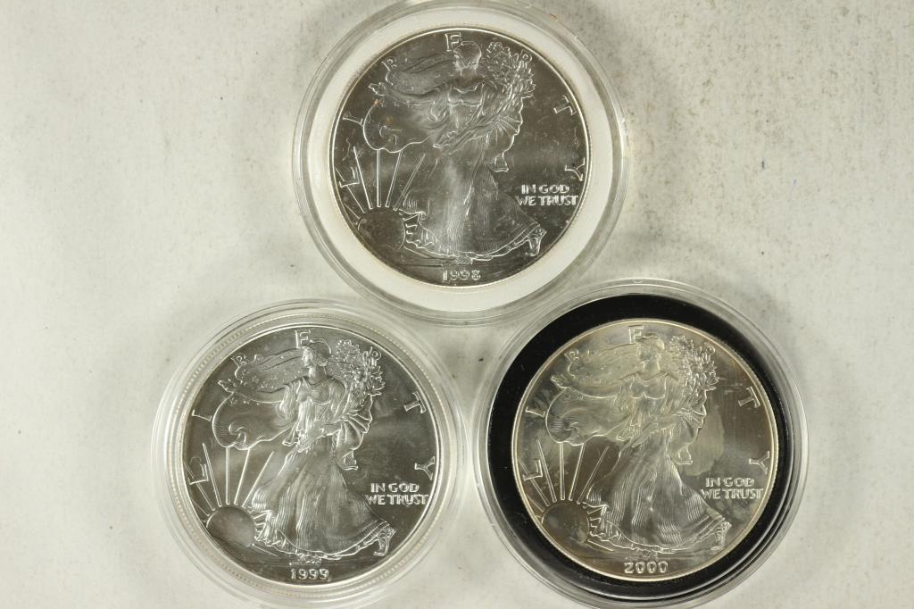 1998, 1999 & 2000 AMERICAN SILVER EAGLES BU'S (1 of 2)