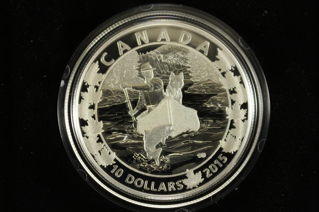 2015 CANADA $10 FINE SILVER COIN PROOF CANOE (1 of 5)
