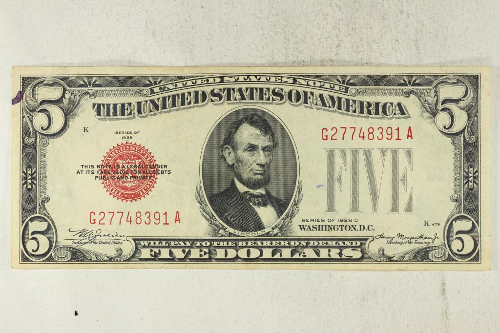 1928-C $5 US RED SEAL NOTE (1 of 2)