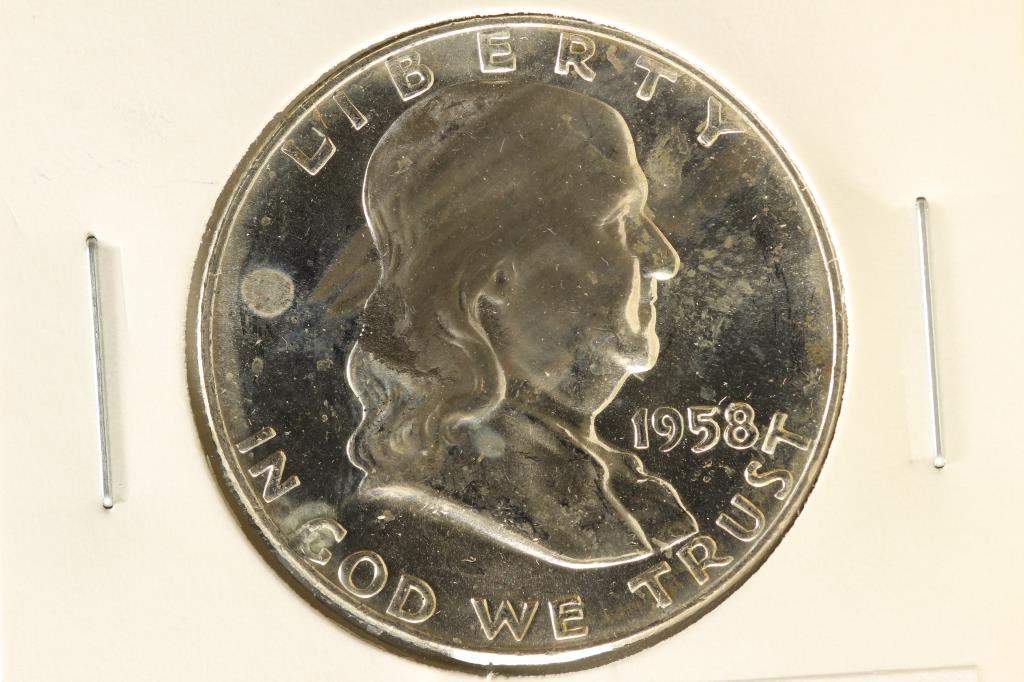 1958-D FRANKLIN HALF DOLLAR BRILLIANT UNC TONED (1 of 2)