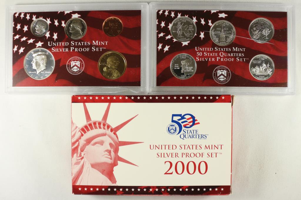 2000 US SILVER PROOF SET (WITH BOX) CRACKED CASES (1 of 2)