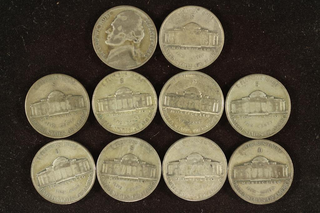 10 ASSORTED 35% SILVER JEFFERSON WAR NICKELS (1 of 2)