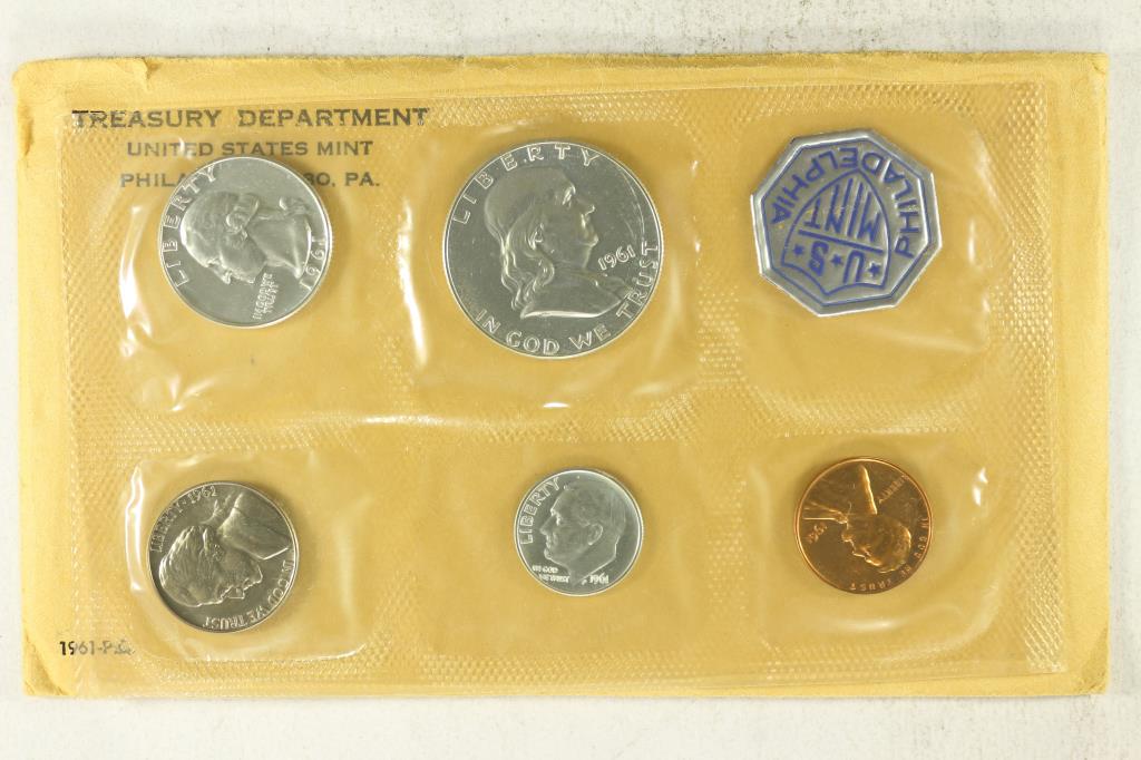 1961 US SILVER PROOF SET (WITH ENVELOPE) (1 of 2)