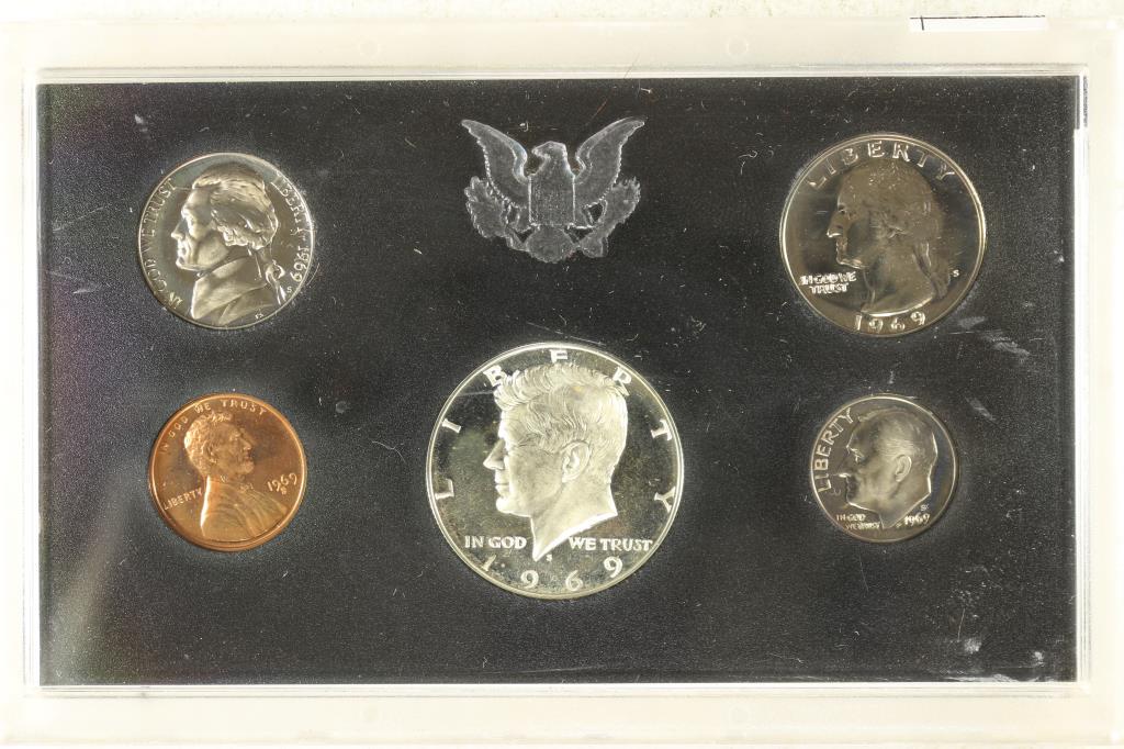 1969 US PROOF SET WITHOUT BOX, 40% SILVER JFK HALF (1 of 2)