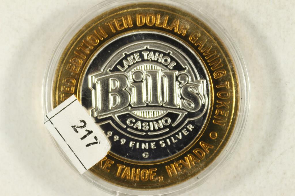CASINO $10 SILVER TOKEN (UNC) BILLS CASINO LAKE (1 of 2)