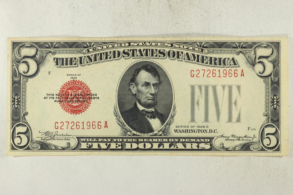 1928-C $5 RED SEAL US NOTE CRISP UNC (1 of 2)