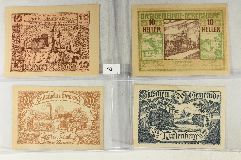 4 ASSORTED GERMAN NOTGELDS 2-10 & 2-20 HELLERS (1 of 2)