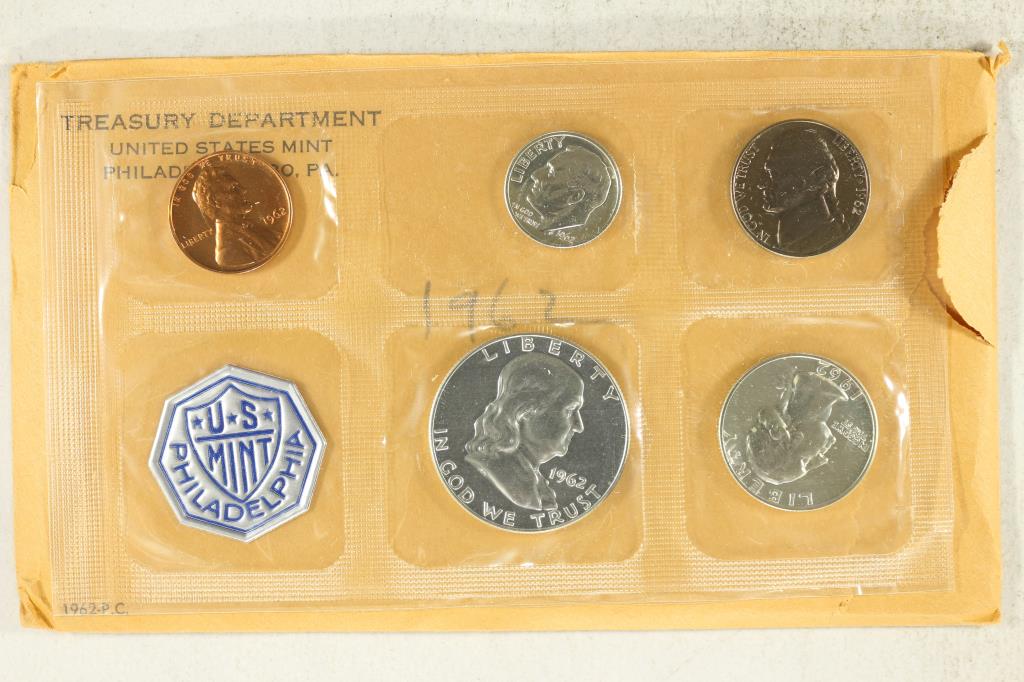 1962 US SILVER PROOF SET (WITH ENVELOPE) (1 of 2)