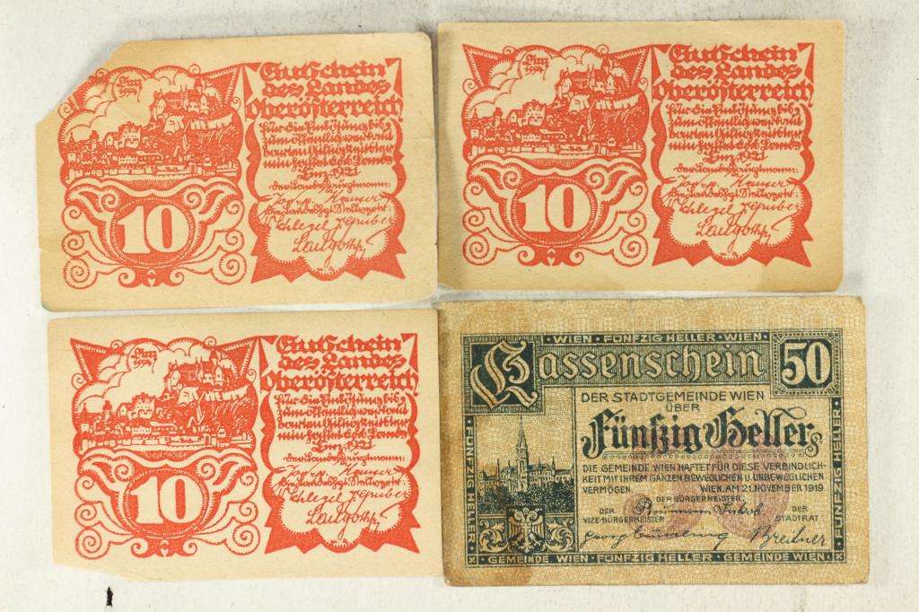 4 ASSORTED PIECES OF GERMAN NOTGELDS 3-1921 (1 of 2)