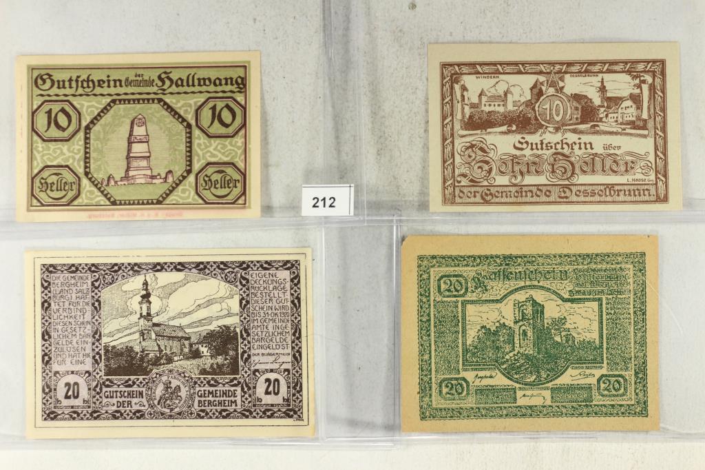 4 ASSORTED GERMAN NOTGELDS 2-10 & 2-20 HELLERS (1 of 2)