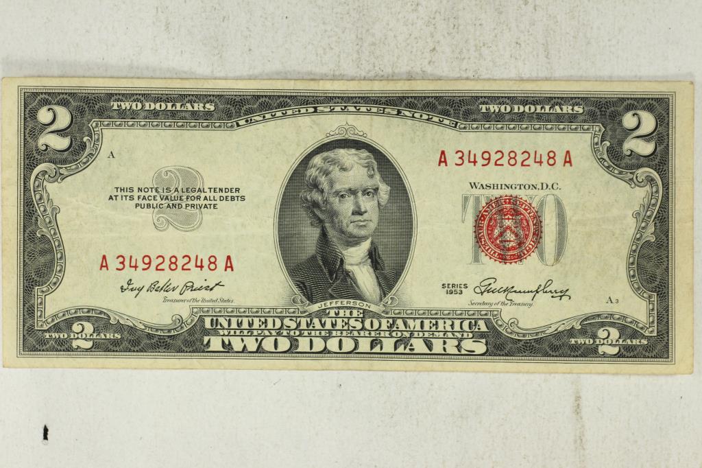 1953 $2 US RED SEAL NOTE (1 of 2)