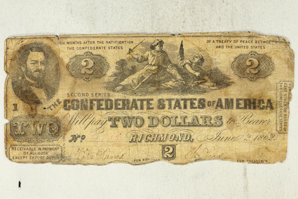 1862 CONFEDERATE STATES OF AMERICA $2 (1 of 2)
