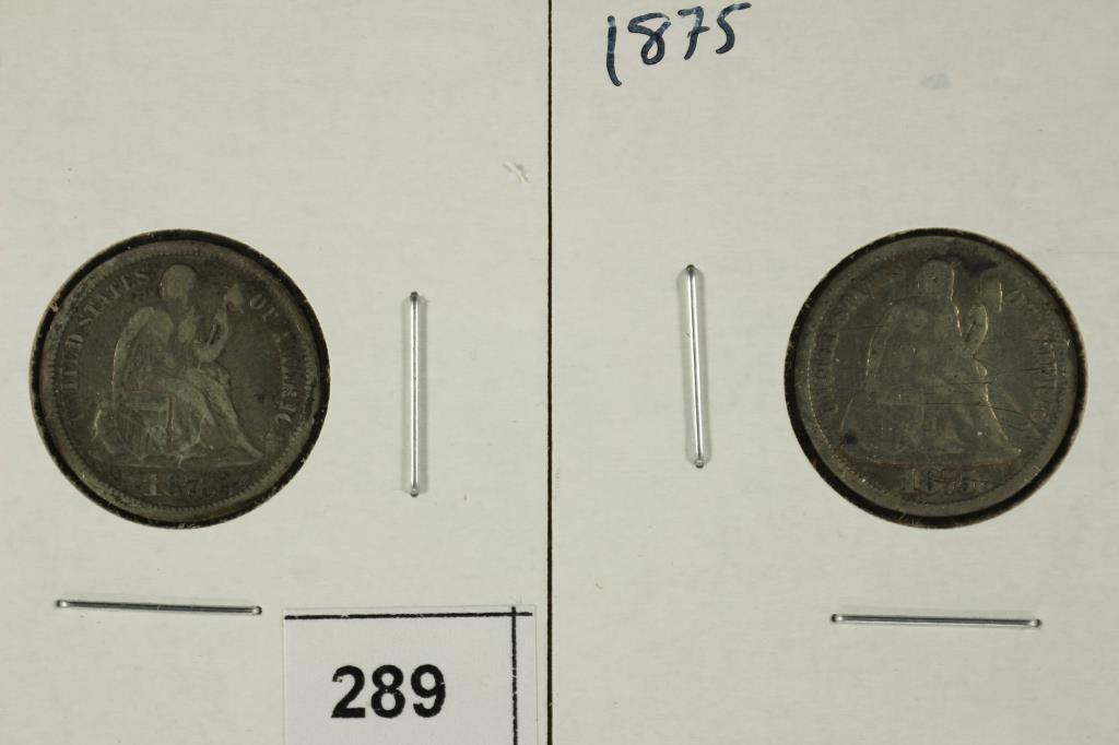 1873 & 1875 SEATED LIBERTY DIMES (1 of 2)