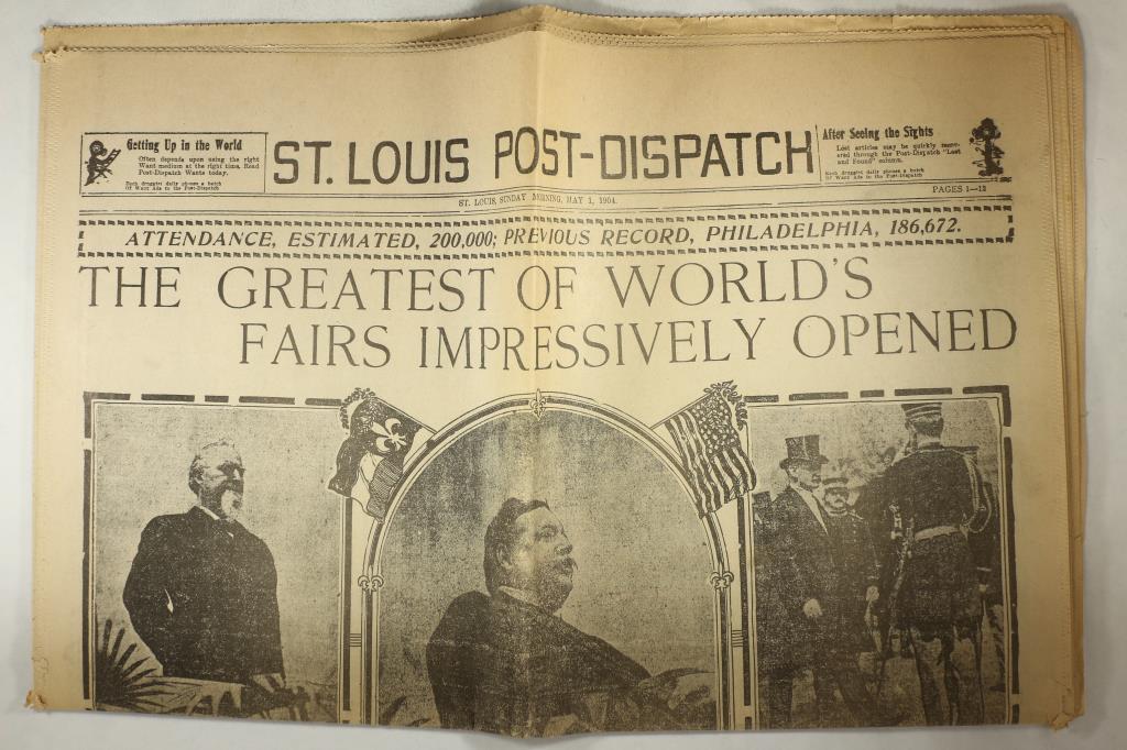 ST. LOUIS POST-DISPATCH MAY 1ST, 1904 NEWSPAPER (1 of 2)