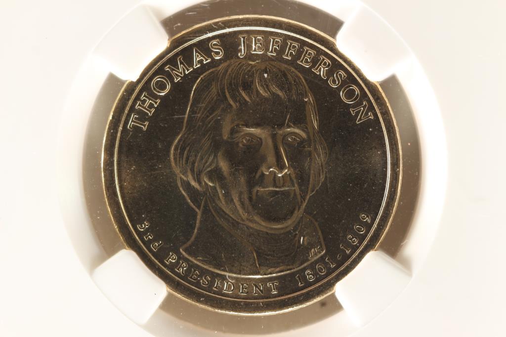 2007-D THOMAS JEFFERSON DOLLAR NGC BRILLIANT UNC: WATCH FOR OUR NEXT AUCTION ON MONDAY JANUARY 4TH, 2021.