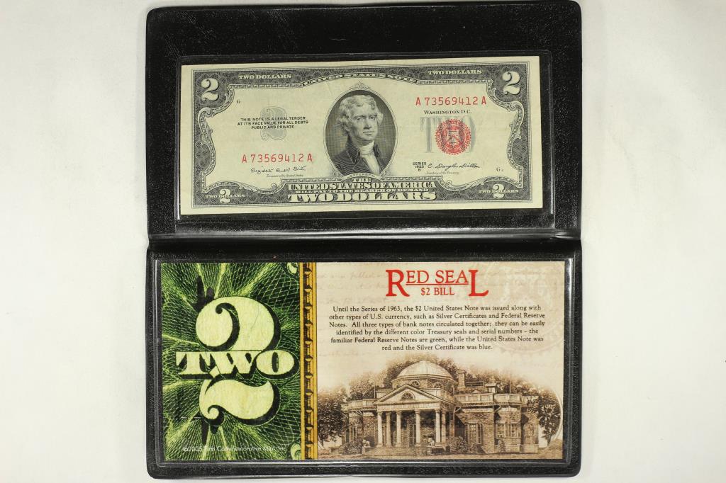 1953-B $2 US NOTE RED SEAL UNC IN FOLIO (1 of 3)
