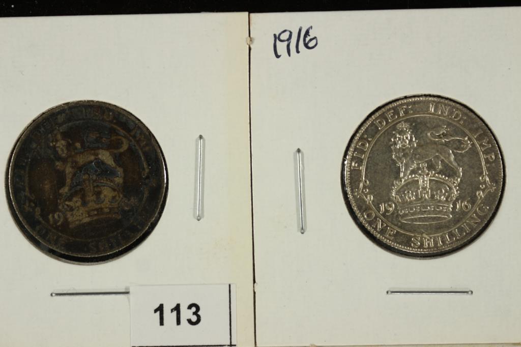 1906 & 1916 GREAT BRITAIN SILVER SHILLINGS (1 of 2)
