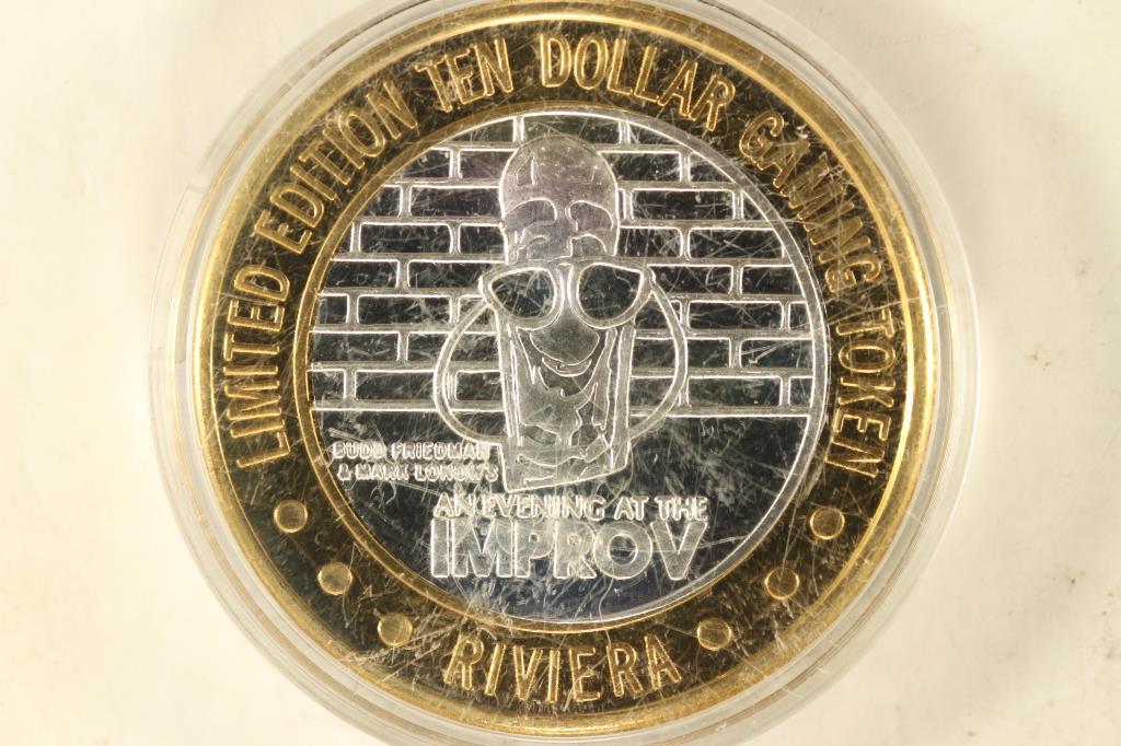 CASINO $10 SILVER TOKEN (UNC) 1993 RIVIERA HOTEL (1 of 2)