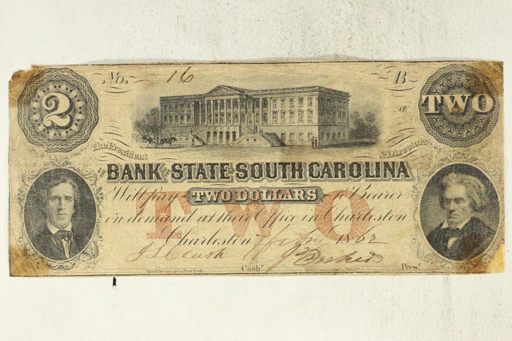 1862 BANK OF THE STATE OF SOUTH CAROLINA $2 (1 of 2)