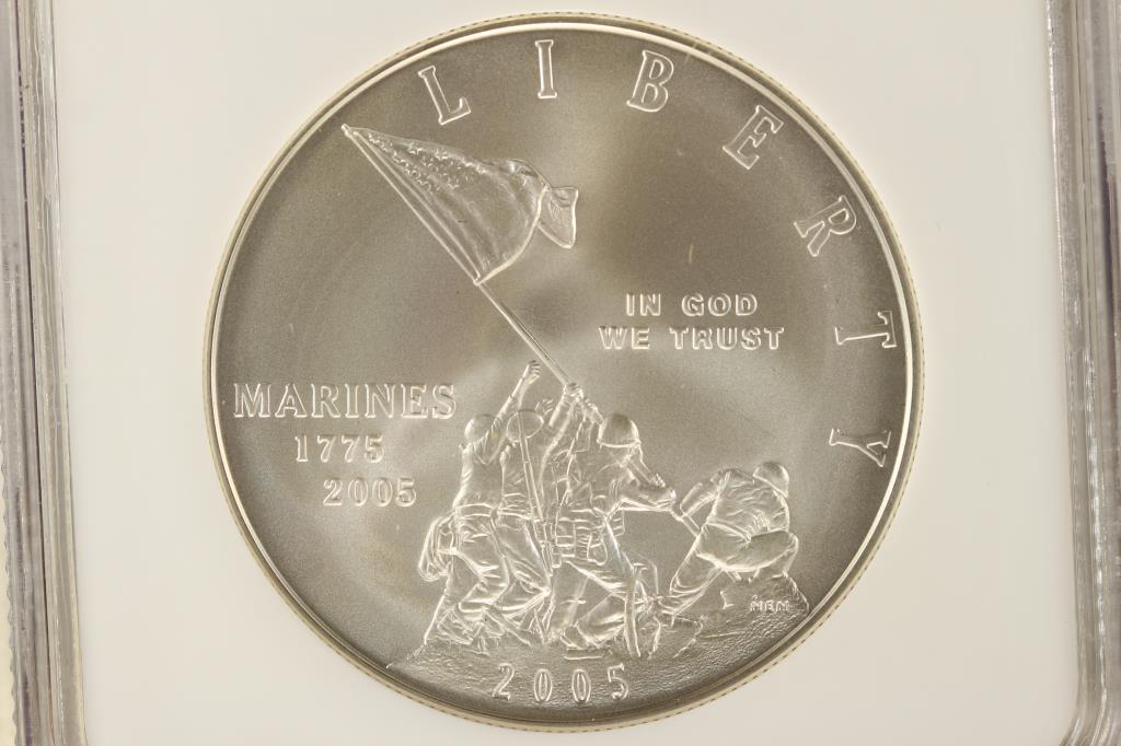 2005-P MARINES COMMEMORATIVE SILVER DOLLAR (1 of 3)