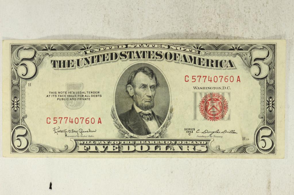 1953-C $5 US NOTE RED SEAL (1 of 2)