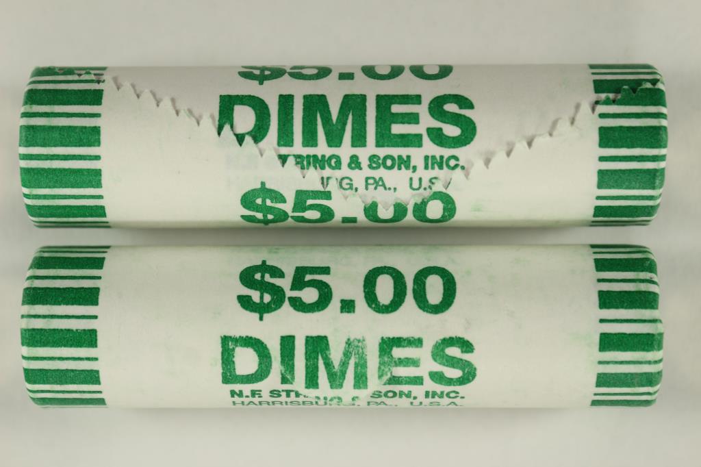 2-$5 ROLLS 2009-D ROOSEVELT DIMES BRILLIANT UNC: WATCH FOR OUR NEXT AUCTION ON MONDAY JANUARY 25TH, 2021.