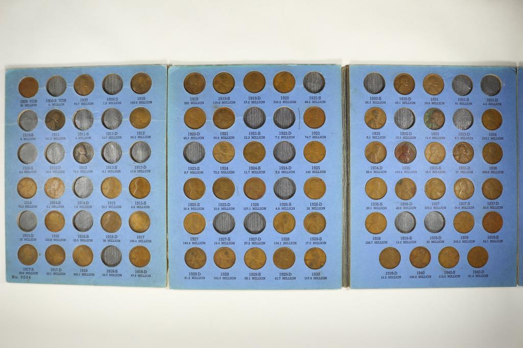 PARTIAL 1909-1940 LINCOLN CENT ALBUM WITH 61 COINS (1 of 1)