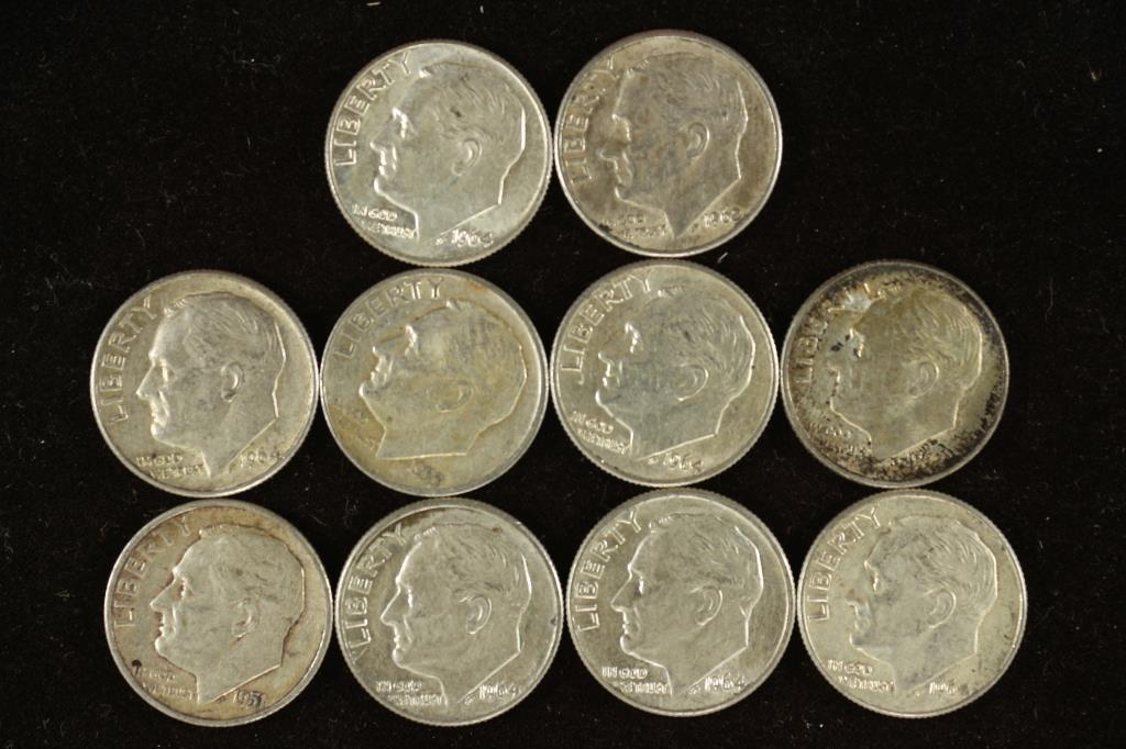 10 ASSORTED SILVER ROOSEVELT DIMES (1 of 2)