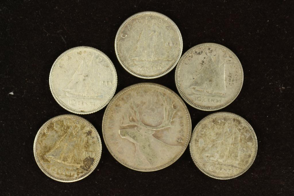 75 CENTS FACE VALEU CANADIAN SILVER COINS (1 of 2)