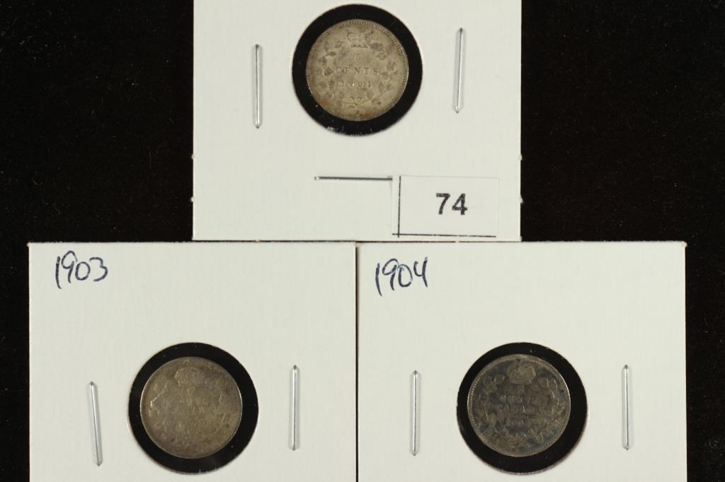 1901, 1903 & 1904 CANADA SILVER 5 CENTS (1 of 2)