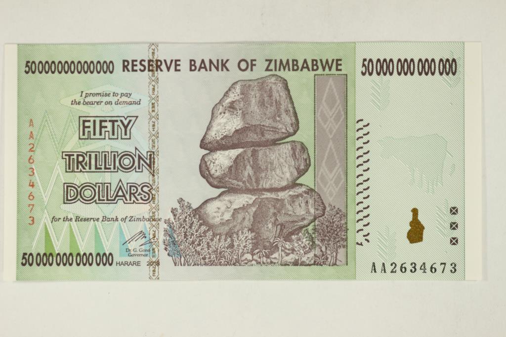 2008 ZIMBABWE 50 TRILLION DOLLARS CRISP UNC BANK (1 of 2)