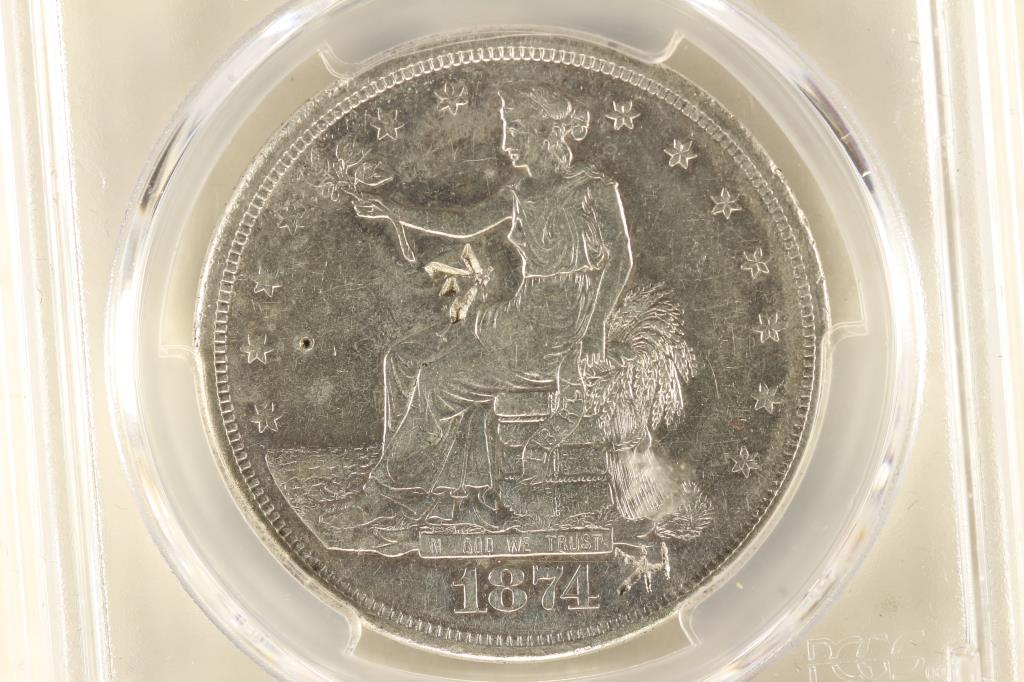 1874-S US TRADE DOLLAR WITH CHOP MARKS PCGS XF40 (1 of 3)