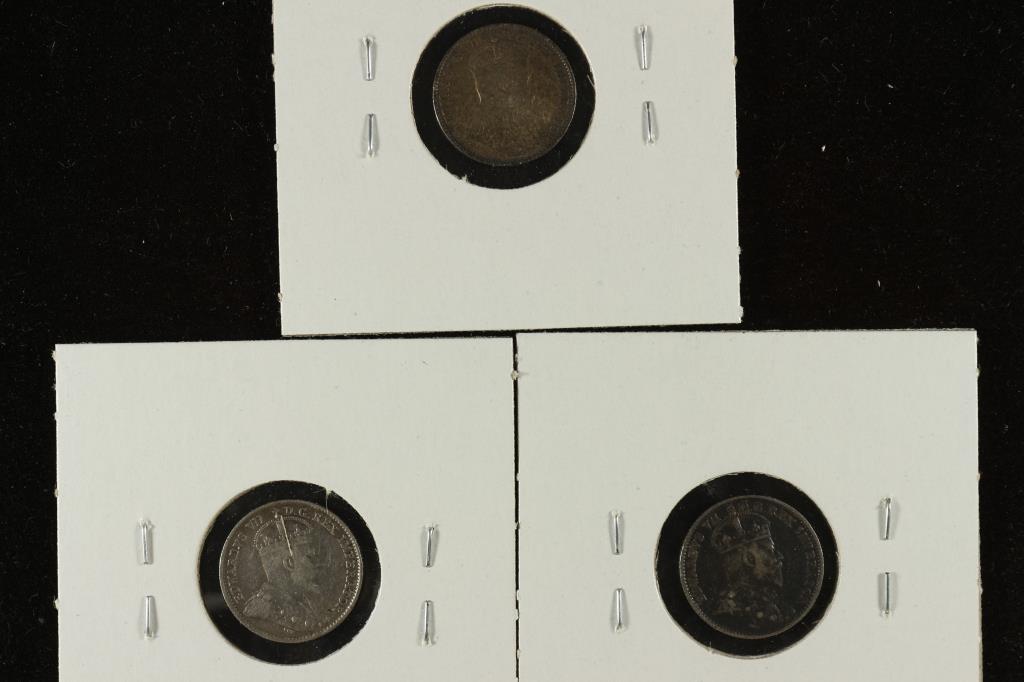 1907, 1909 & 1910 CANADA SILVER 5 CENTS (1 of 1)