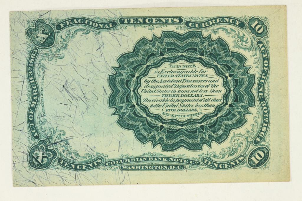 1874 US TEN CENT FRACTIONAL NOTE 5TH SERIES (1 of 1)