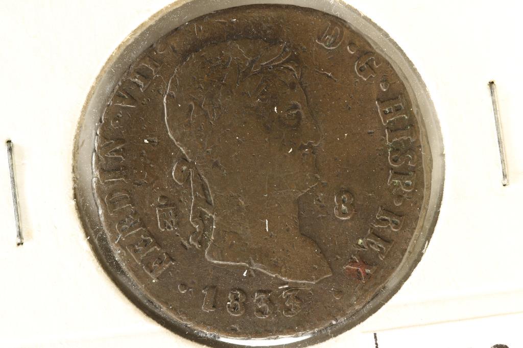 1883 SPAIN 8 MARAVEDIS: WATCH FOR OUR NEXT AUCTION ON MONDAY FEBRUARY 22ND, 2021.