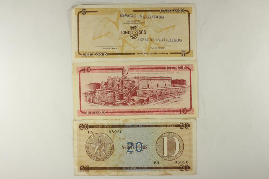CUBA 5,10 & 20 PESOS FOREIGN EXCHANGE CERTIFICATES (1 of 2)