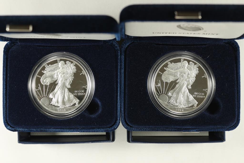 2014 & 2016 PROOF AMERICAN SILVER EAGLES (1 of 4)