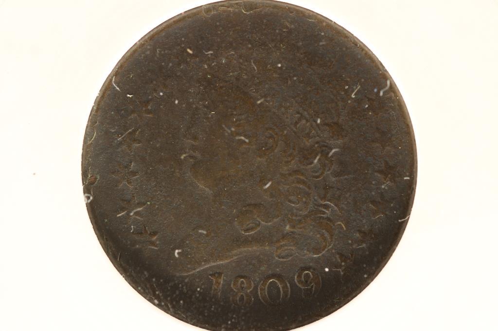 1809 US HALF CENT ANACS VERY FINE DETAILS NET VG10 (1 of 3)